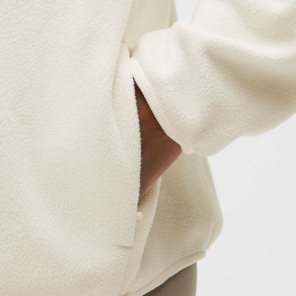 Lululemon NWT Tumbled Fleece Full-Zip Jacket. Color Light Ivory/Warm Ash Grey - Picture 5 of 10